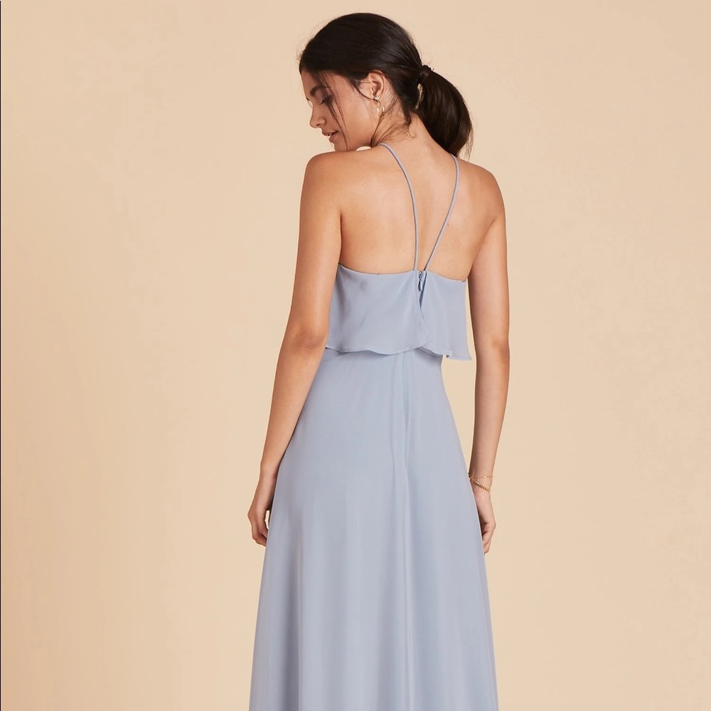 Birdy Grey Jules Full Length Chiffon Bridesmaid Dress in Dusty Blue - Picture 3 of 9